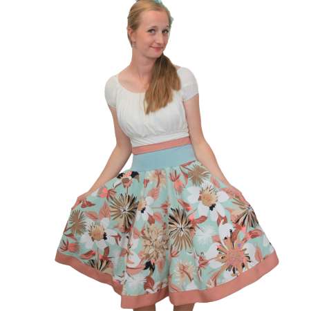 Mint Tellerrock mit Blumen